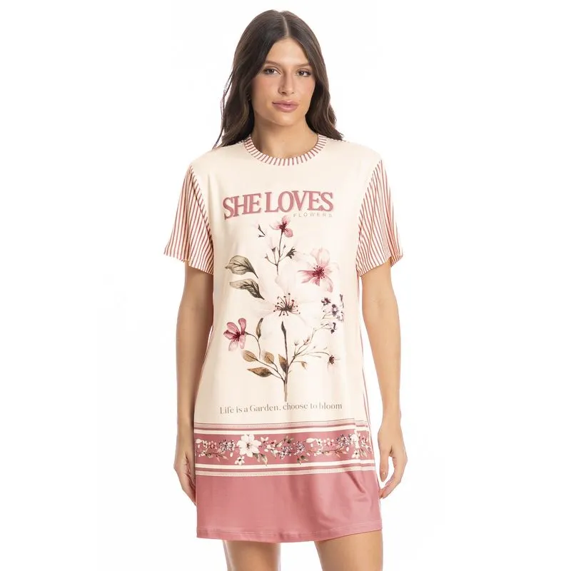 Camisão Feminino Flor Branco/P