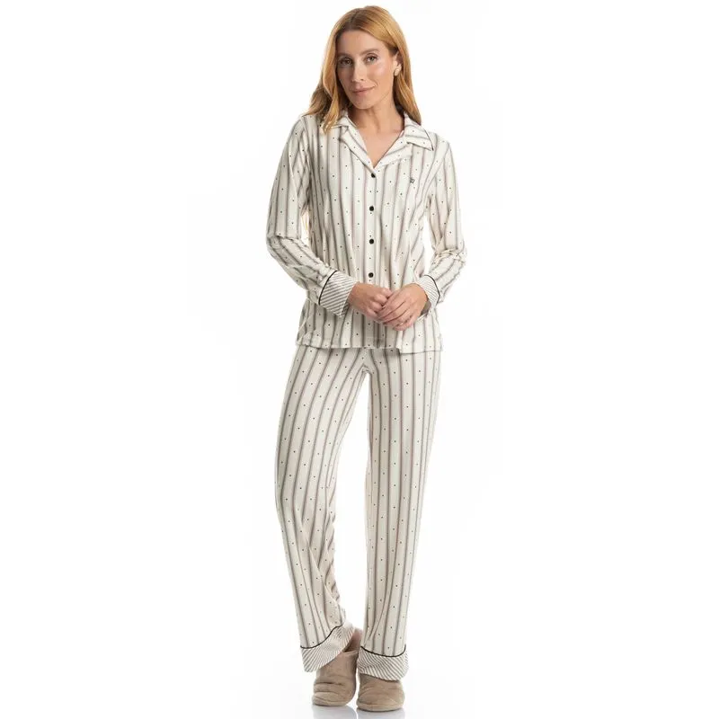 Pijama Feminino Longo Americano Melissa Branco/P