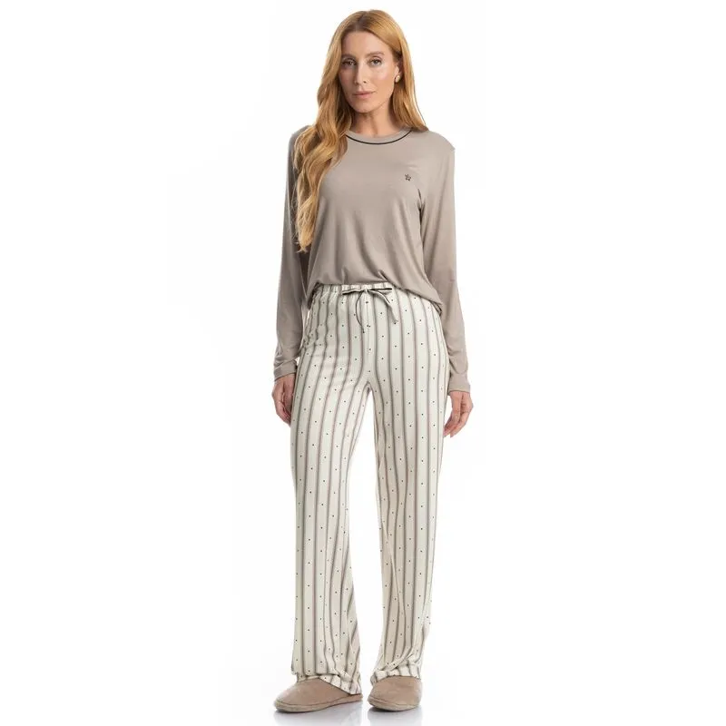 Pijama Feminino Longo Melissa Branco/PP