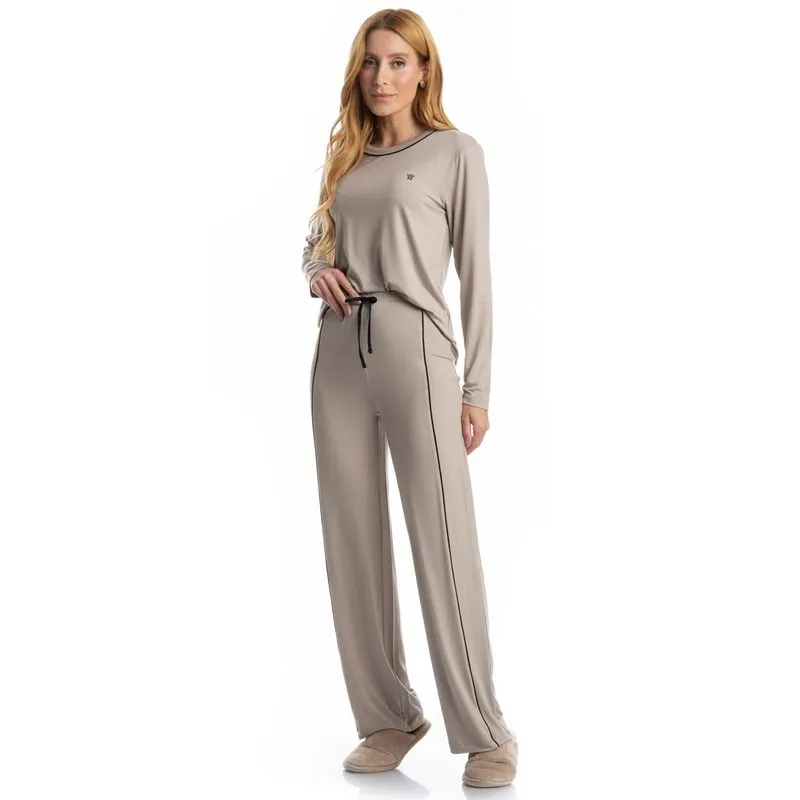 Pijama Feminino Longo Giu Bege/M