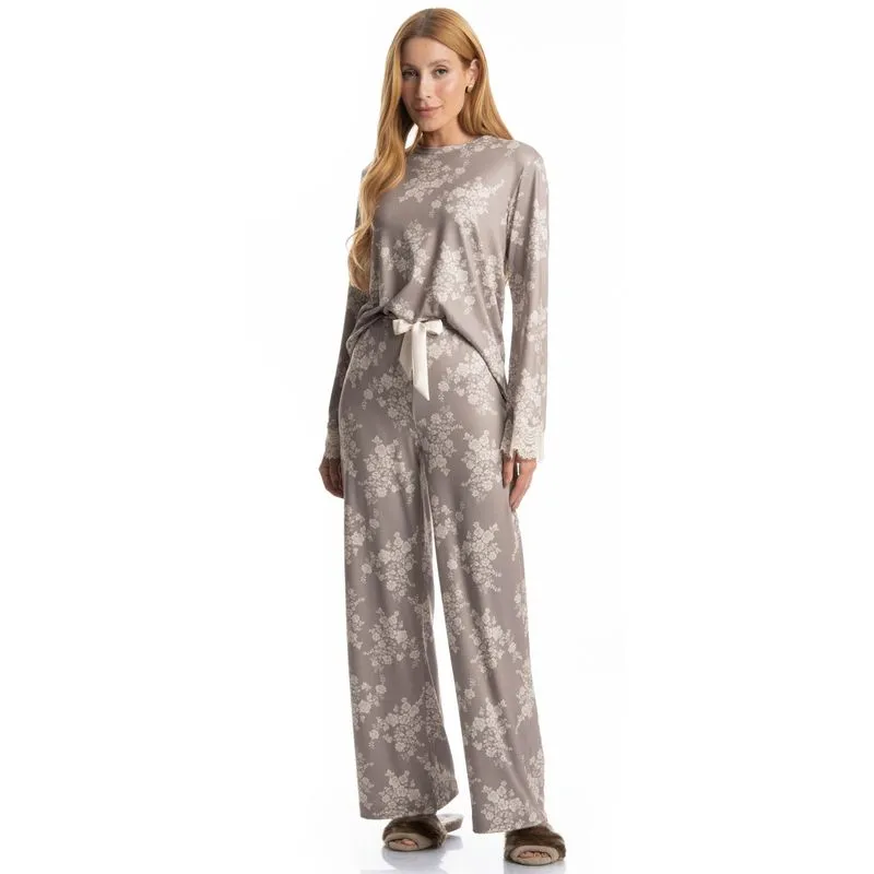 Pijama Wide Leg Clarisse Bege/GG