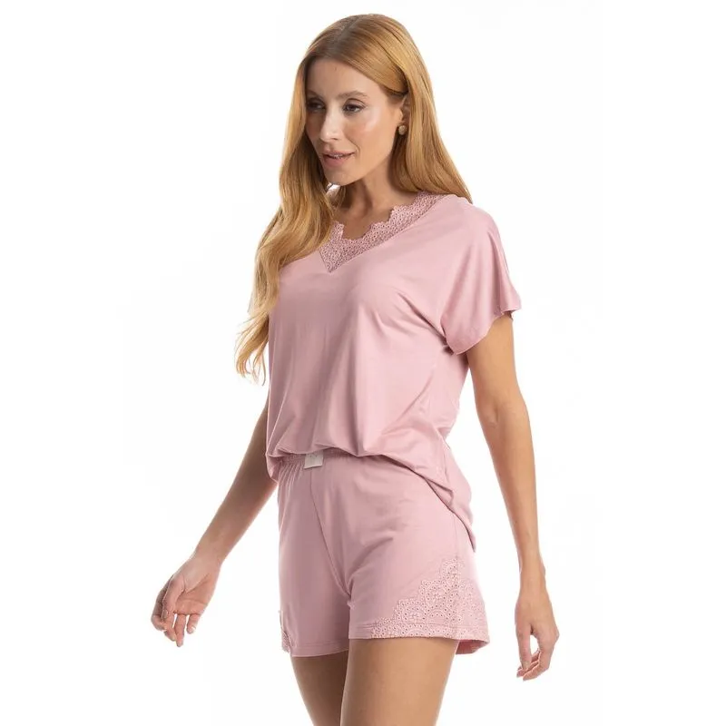 Pijama Curto Laise Rosa-3/GG
