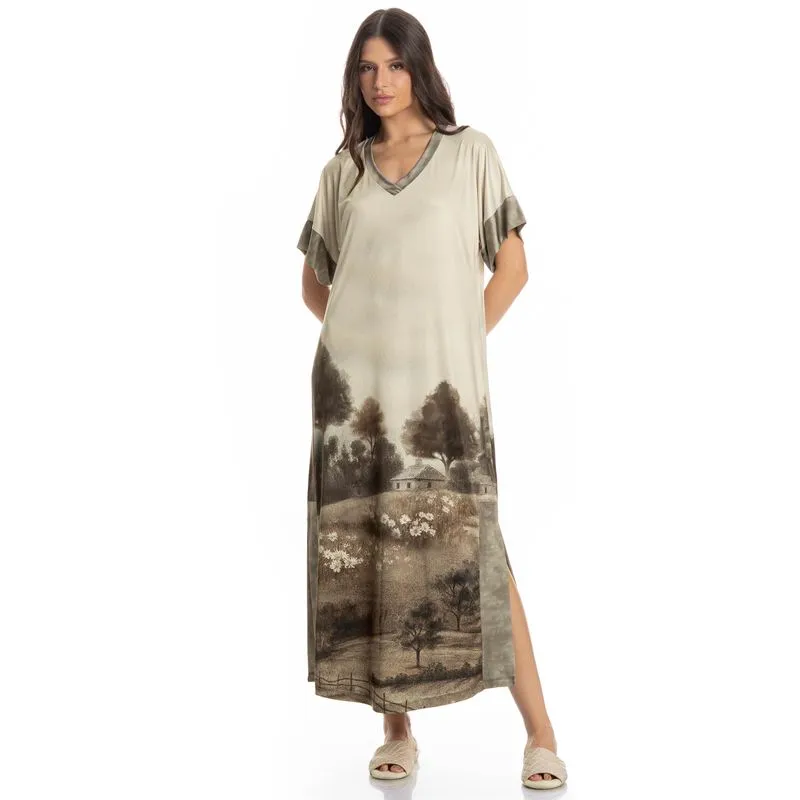 Kaftan Longo Campo Verde/GG