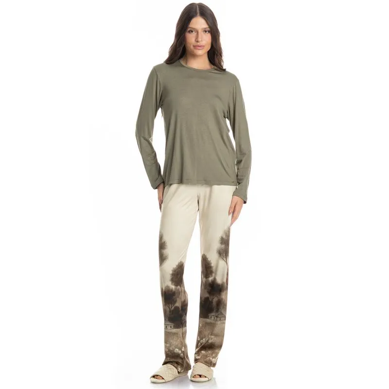 Pijama Longo Campo Verde/G