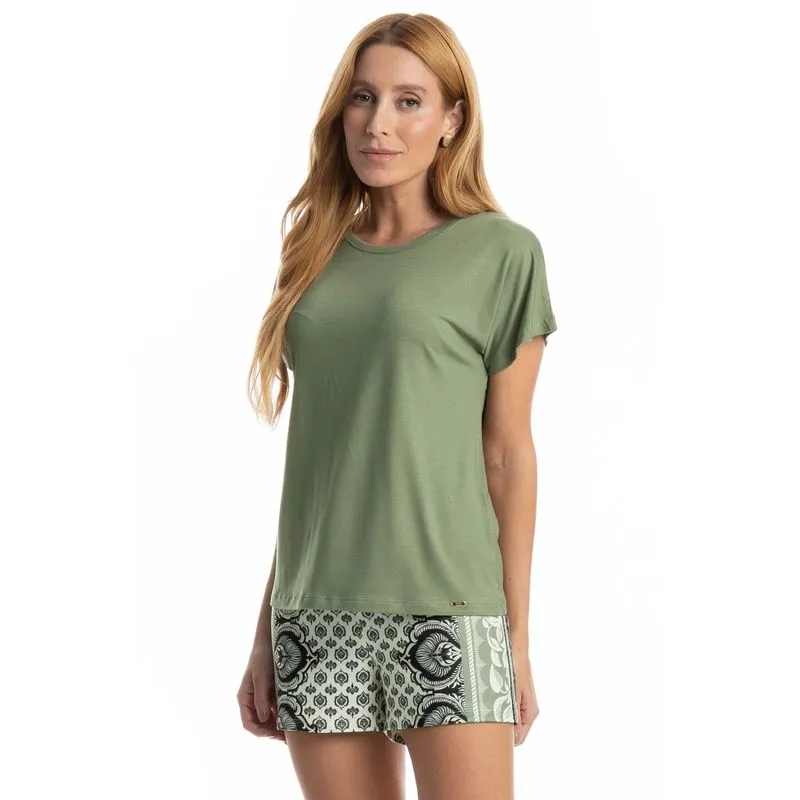 Pijama Curto Feminino Constanza Verde/GG