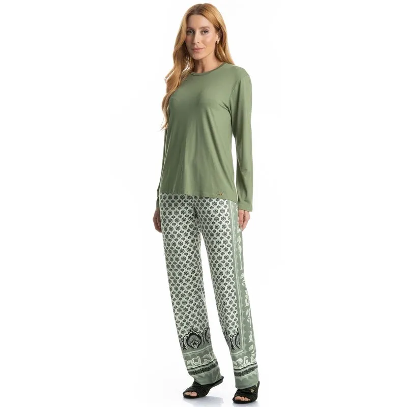 Pijama Feminino Longo Constanza Verde/G