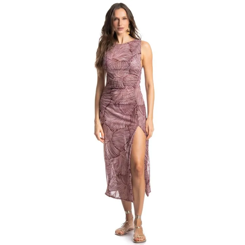 Vestido Tule Franzido Merlot Vinho/G