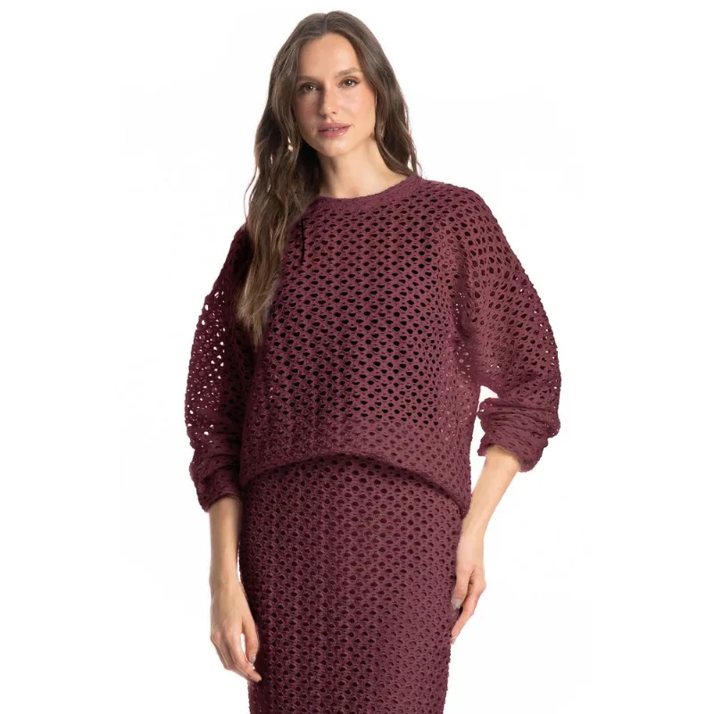 Blusa Com Manga Mangostim Vinho/M