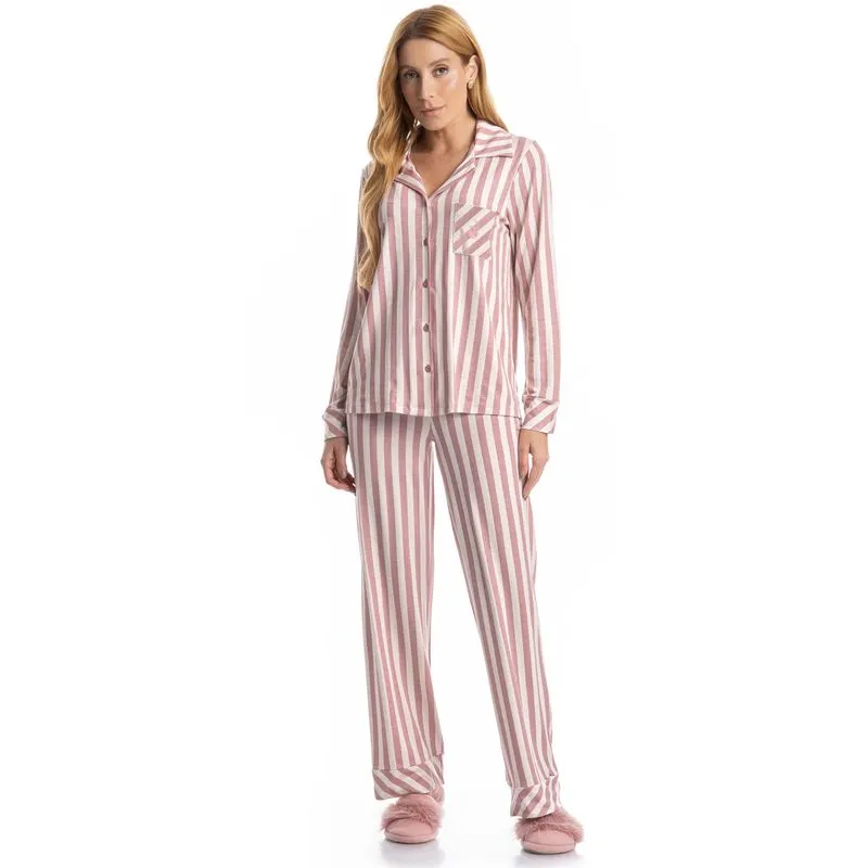 Pijma Americano Duda Longo Rosa-3/M