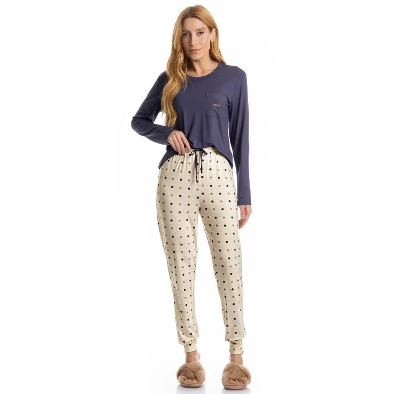 Pijama Feminino Longo Pati Branco/GG