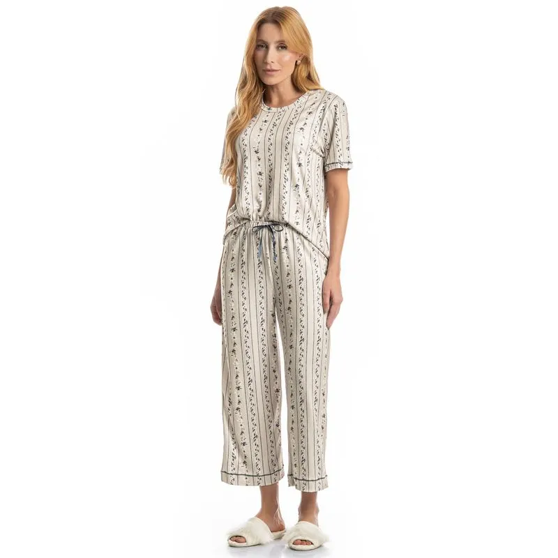 Pijama Feminino Capri Nina Branco/P