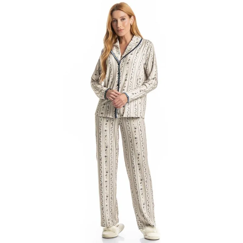 Pijama Longo Americano Nina Branco/GG