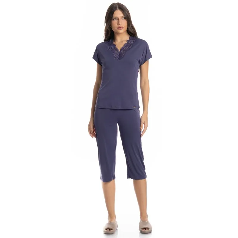 Pijama Feminino Pescador Biba Azul Marinho/M