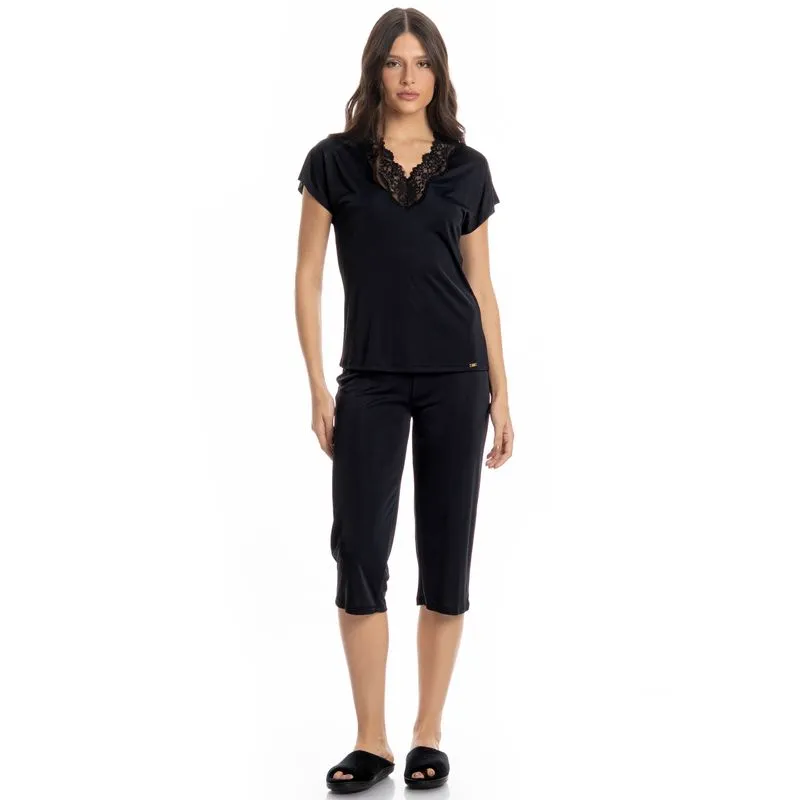 Pijama Feminino Pescador Biba Preto/P