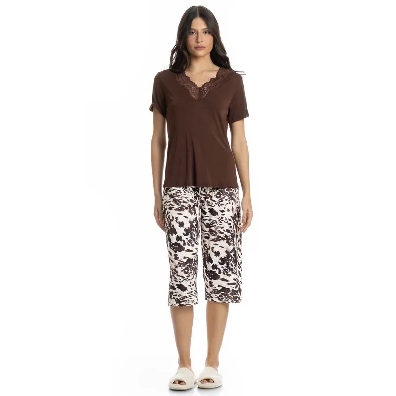 Pijama Feminino Pescador Lorena Bege/EG