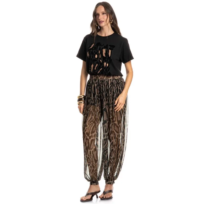 Calça Tule Onça Marrom/P