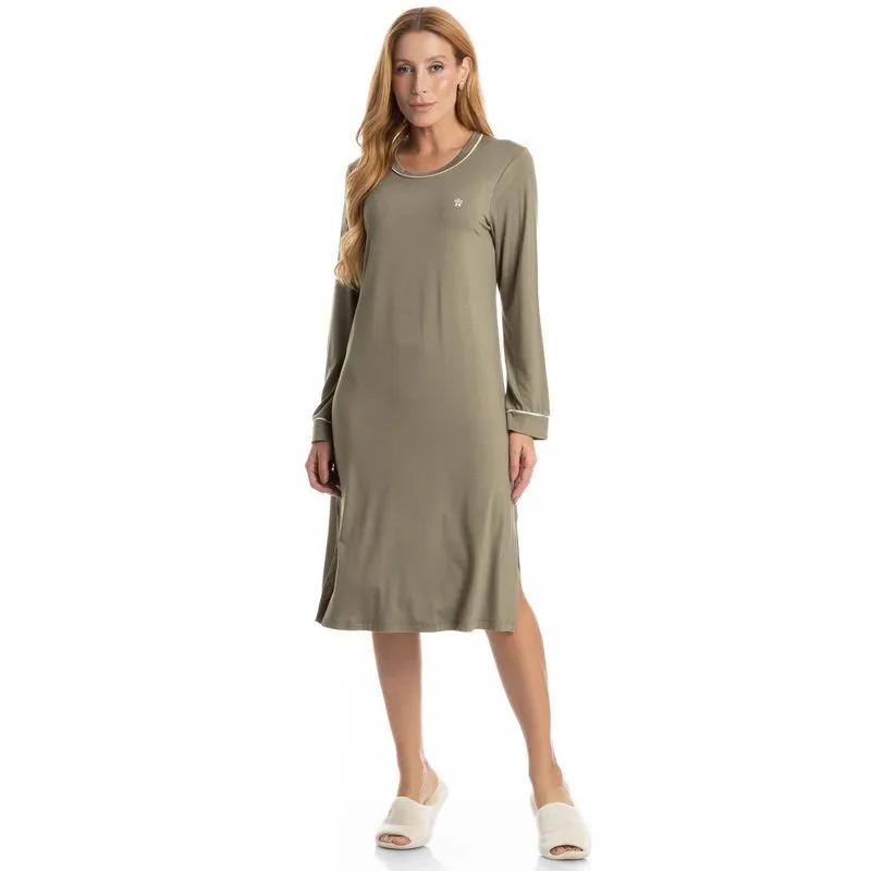 Camisão Midi Manga Longa Lisa Verde/M