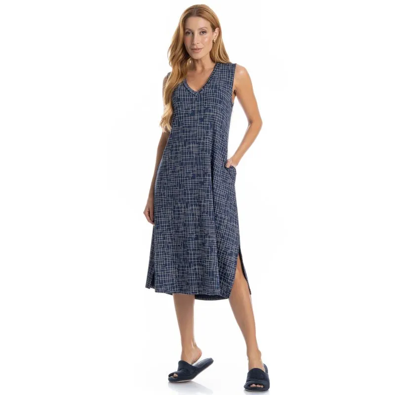 Vestido Midi Regata Com Bolso Thais Azul Marinho/GG