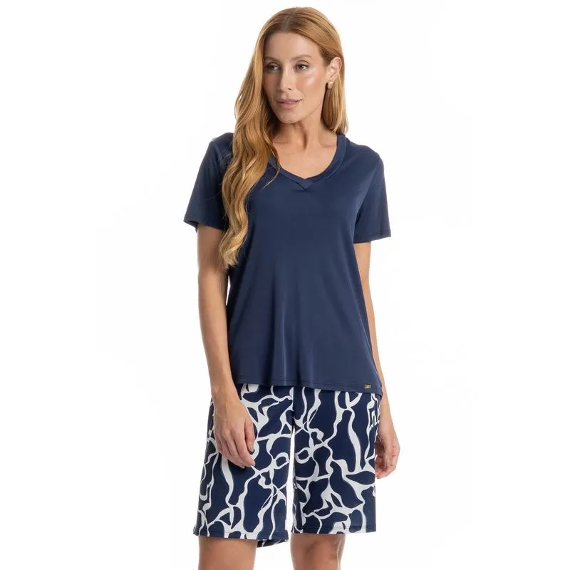 Pijama Feminino Teresa Azul Marinho/M