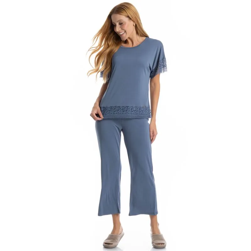 Pijama Feminino Capri Amanda Azul-2/GG