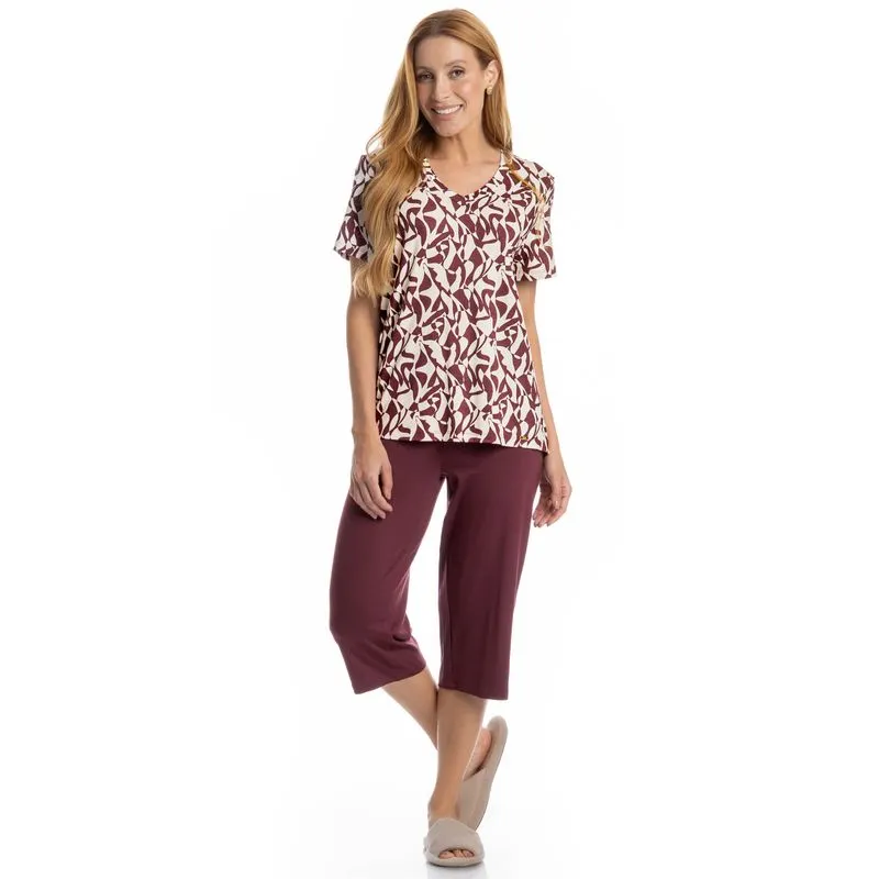Pijama Feminino Pescador Ligia Vermelho/EG