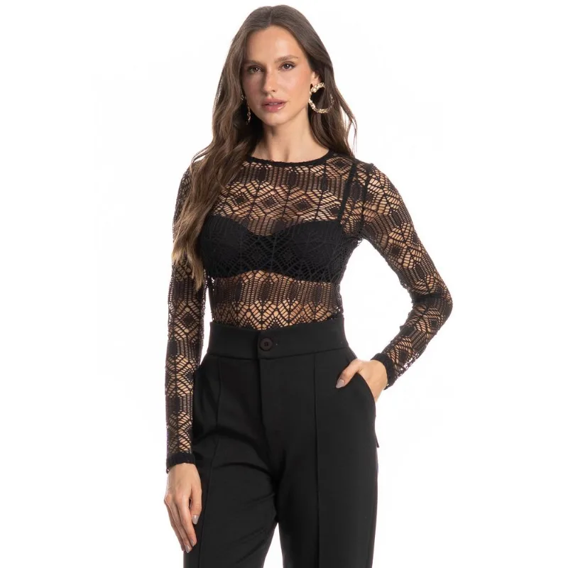 Blusa Manga Longa Estocolmo Preto/G