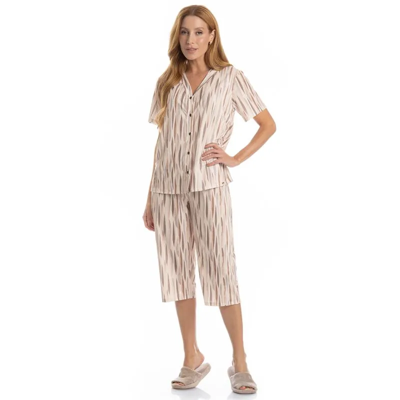 Pijama Feminino Americano Pescador Gisele Bege/G