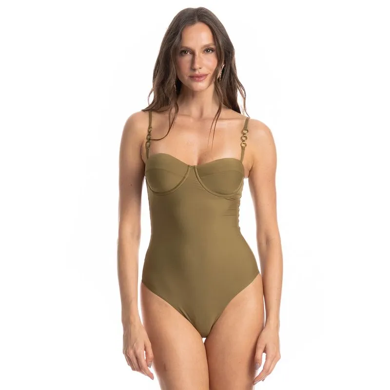 Maiô Corset Slim Fio Duplo Erva Doce Verde/P