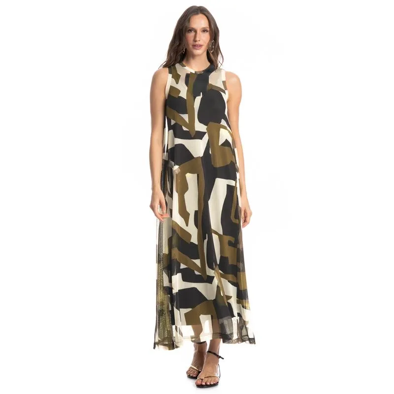 Vestido Em Tule Com Forro Copenhagem Preto/P