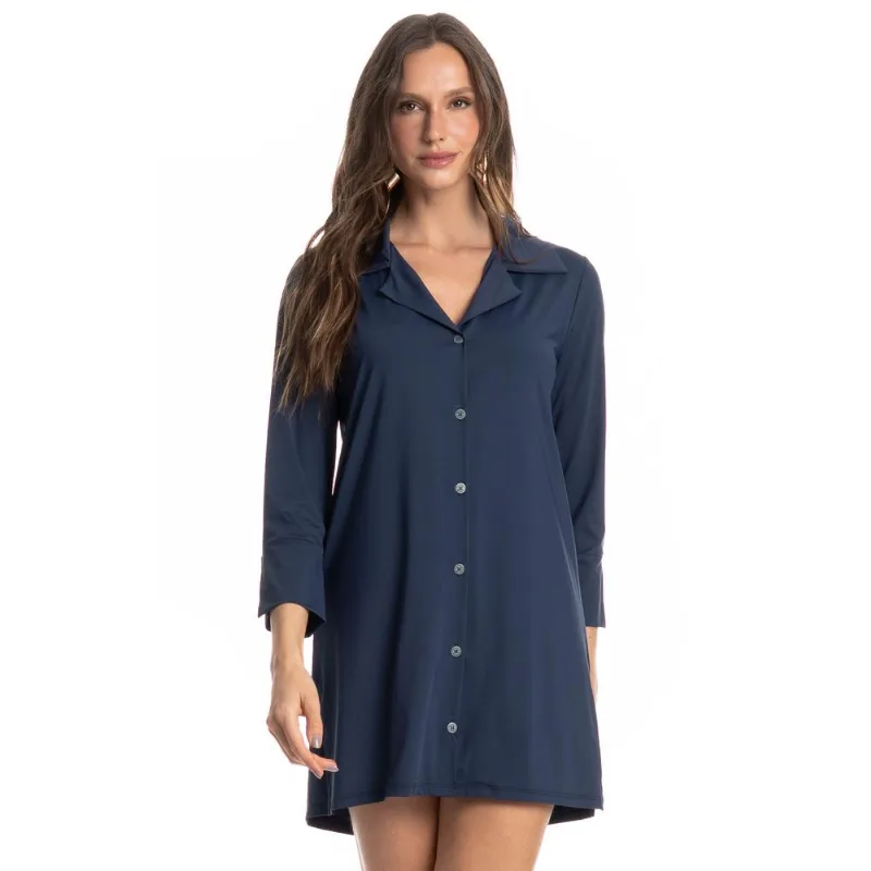 Camisa Feminina Abotoada Breeze Azul Marinho/P