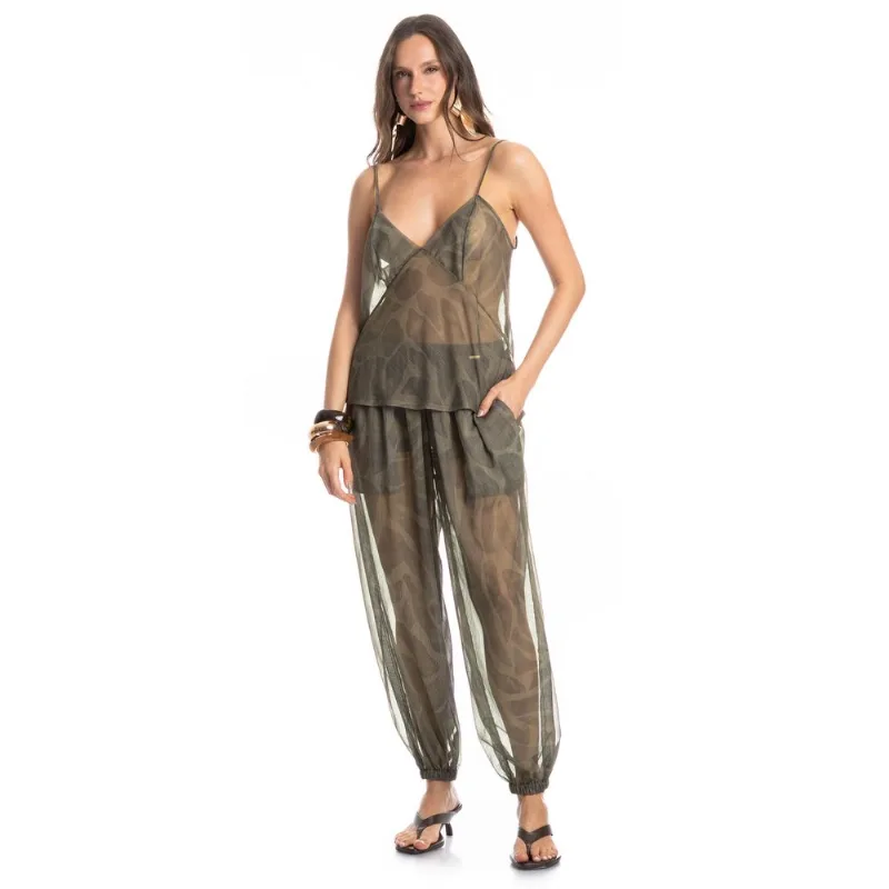 Calça Com Bolso Safari Verde/P