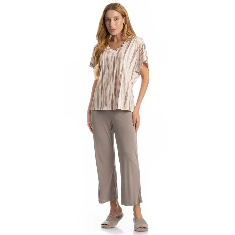 Pijama Feminino Capri Gisele Bege/M