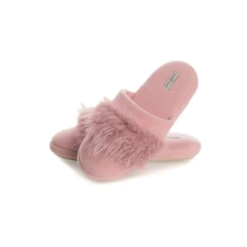Chinelo Feminino Em Fleece Com Pelo Gianne Rosa-3/36