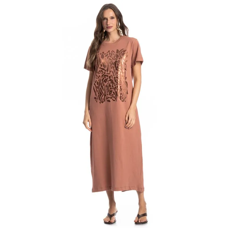 Vestido Com Manga Colinas Marrom/P