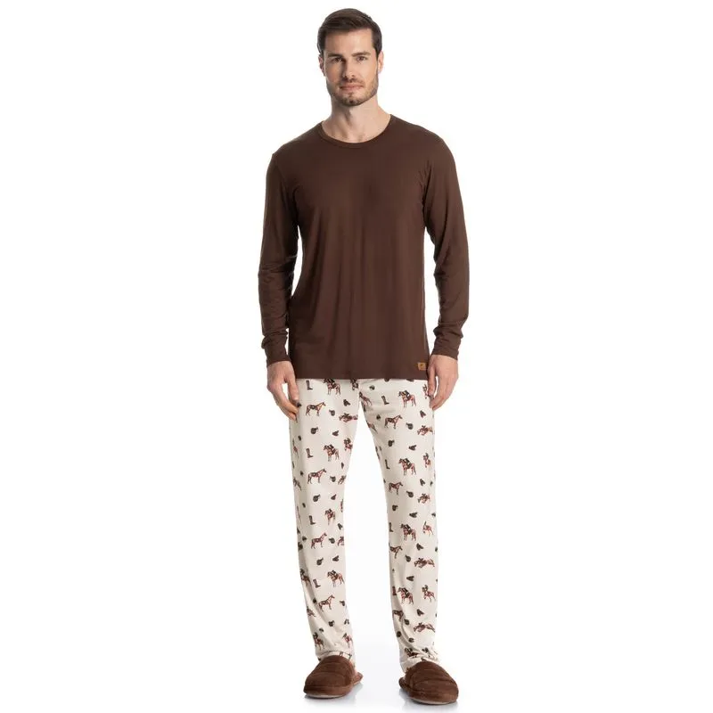 Pijama Masculino Longo Hipismo Bege/G