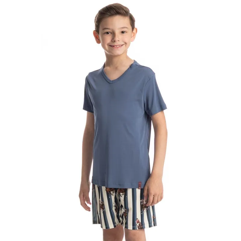 Pijama Infantil Masculino Curto Clóvis Azul-2/10