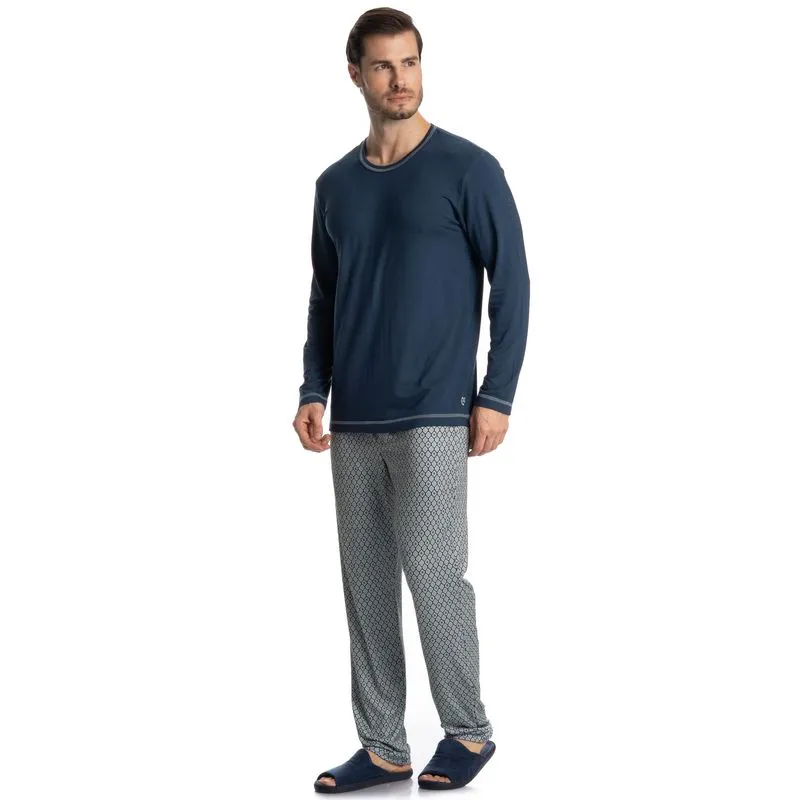 Pijama Masculino Longo Gabriel Azul Marinho/GG