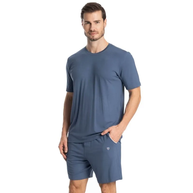 Pijama Lucca Curto Com Bolso Azul-2/M
