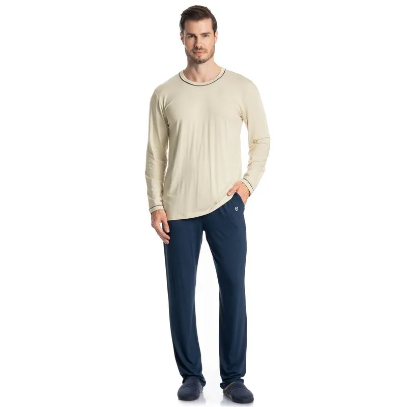 Pijama Masculino Longo Augusto Azul Marinho/G