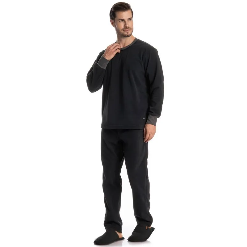 Pijama Longo Masculino Pedro Preto/G