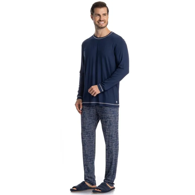 Pijama Masculino Longo Luigi Azul Marinho/GG