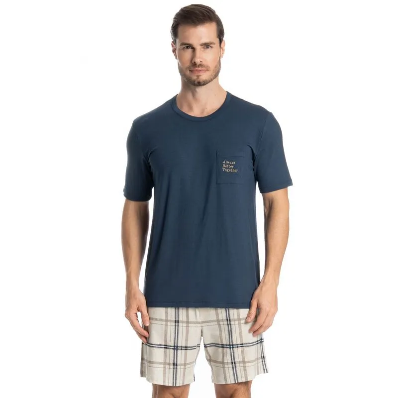 Pijama Masculino Curto Winter Azul Marinho/P