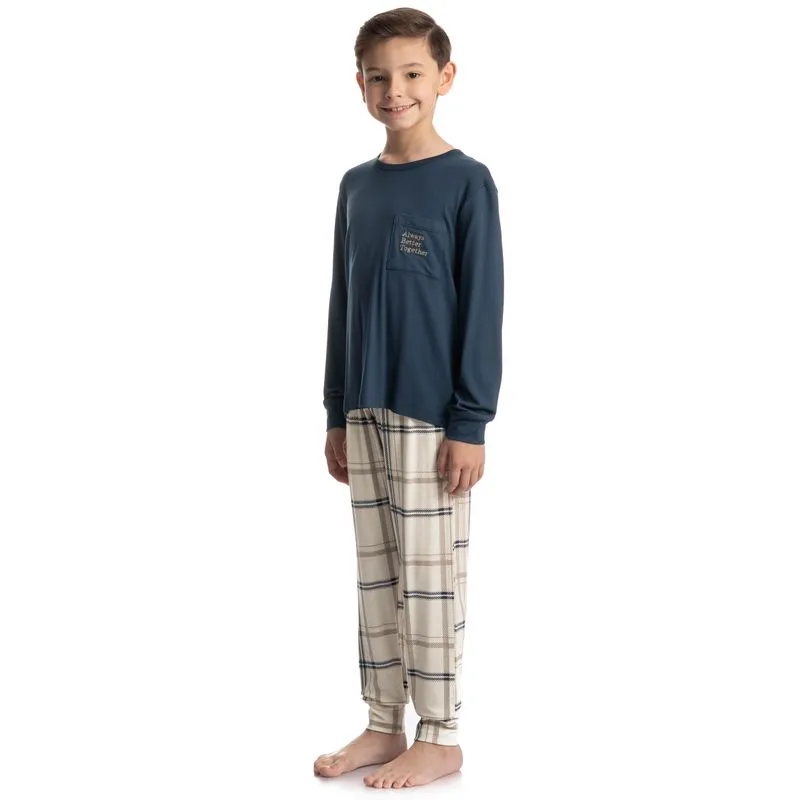 Pijama Infantil Unissex Longo Winter Azul Marinho/08