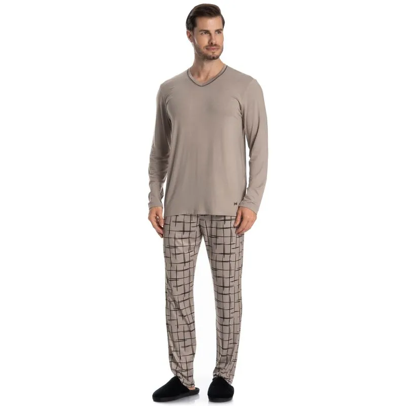 Pijama Masculino Longo Felipe Bege/GG