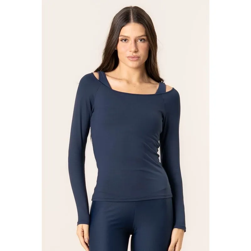 Blusa Manga Longa Cavada Studio Azul Marinho/P