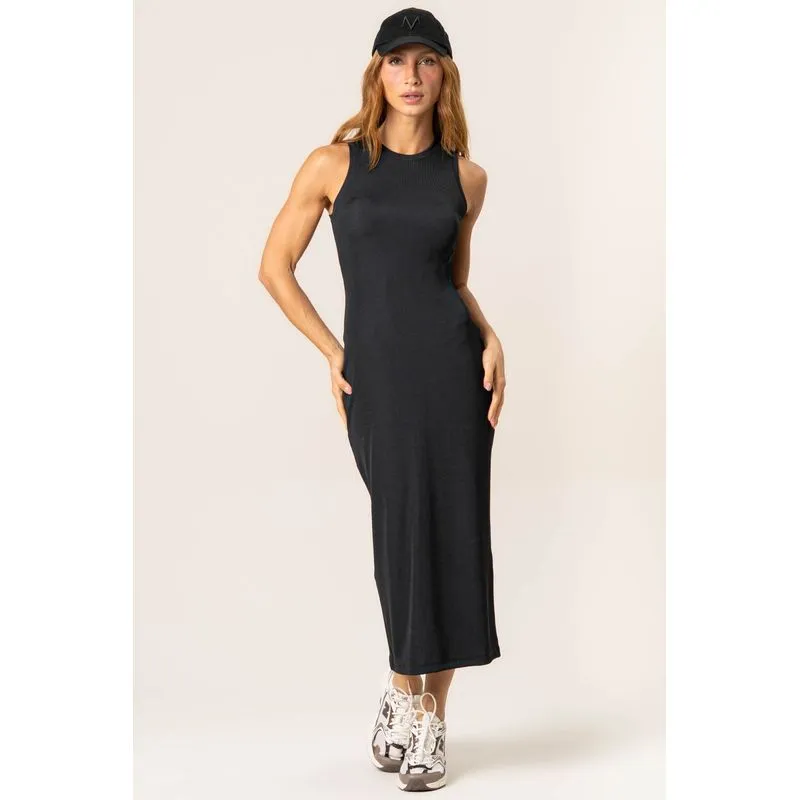 Vestido Midi Rib Matte Preto/P