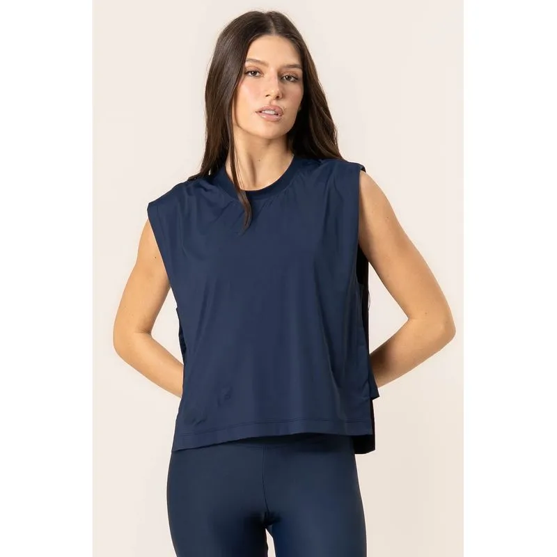 Regata Com Abertura Lateral Rib Matte Vivame Azul Marinho/G