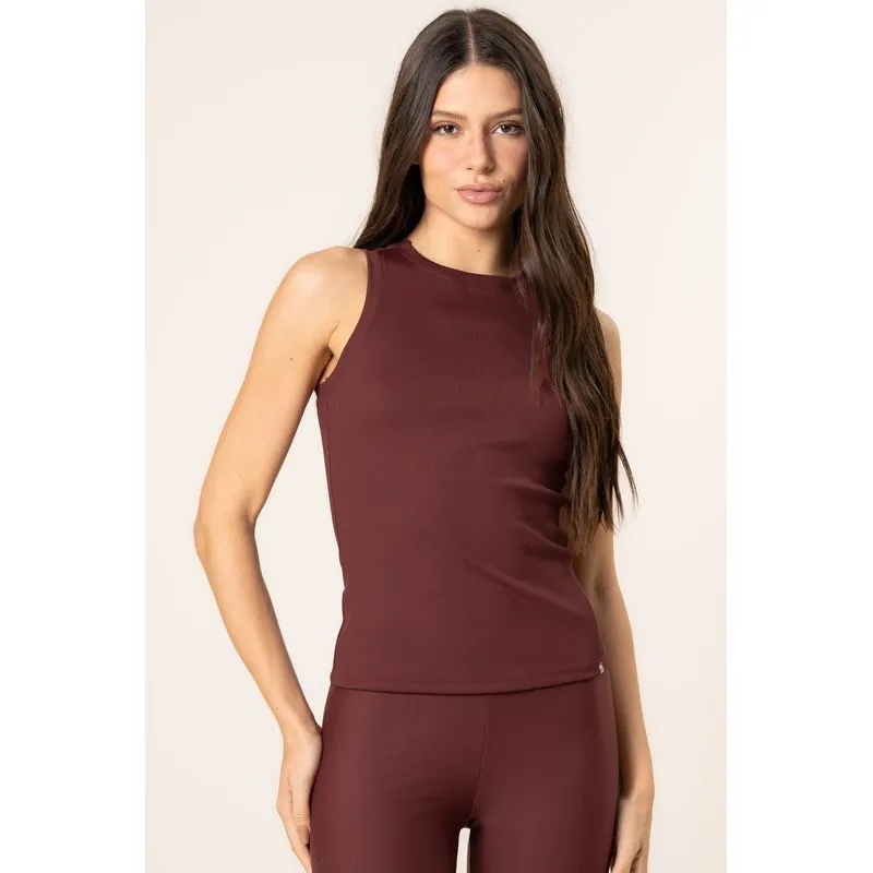 Regata Feminina Rib Matte Vinho/G