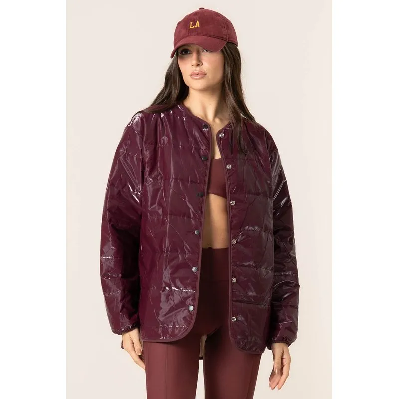 Jaqueta Com Bolso Glow Puffer Vinho/P