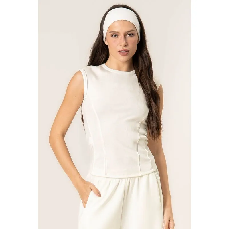Blusa Canelada Mini Manga Boxy Branco/P